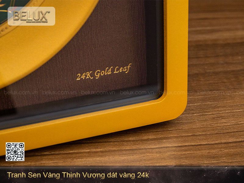Tranh Sen Vàng Thịnh Vượng mDát Vàng 24k 30x30cm